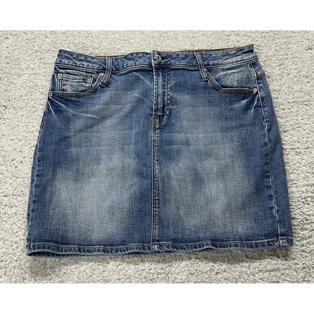 LA Blues Women's Size 16 Denim Jean Mini‎ Skirt Pockets 90's Hip Boho